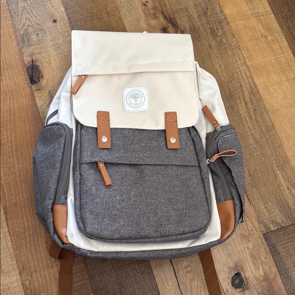 Elegant Cream and Gray Backpack